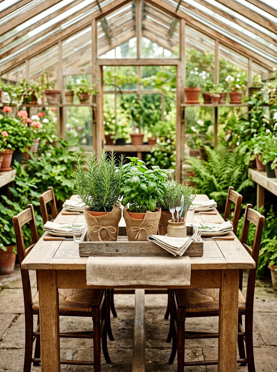 Potted Herb Table Setting - 25 Spring Table Centerpiece Ideas