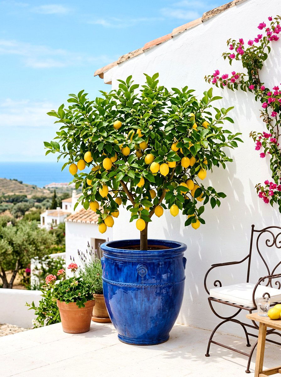 Potted Lemon Tree - 25 Spring Patio Corner Decor Ideas