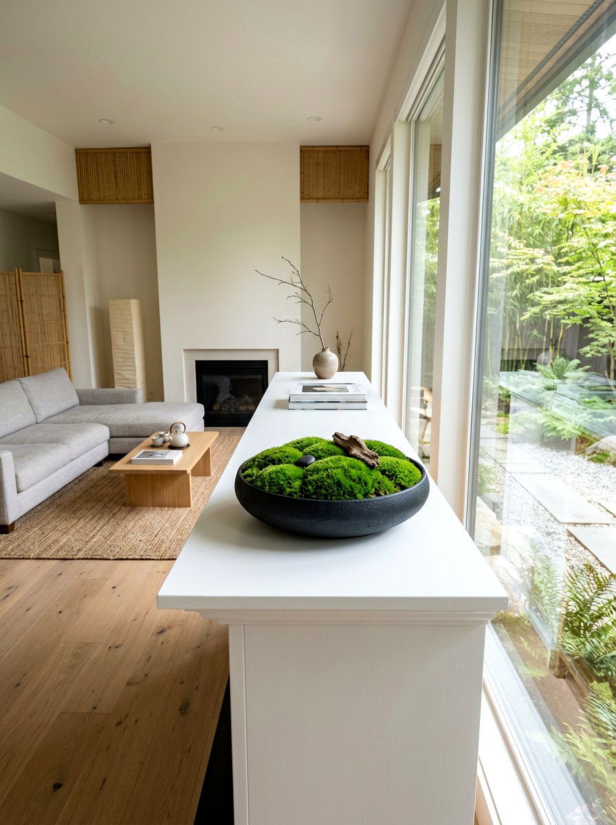 Potted Moss Bowl - 25 Spring Modern Mantel Ideas