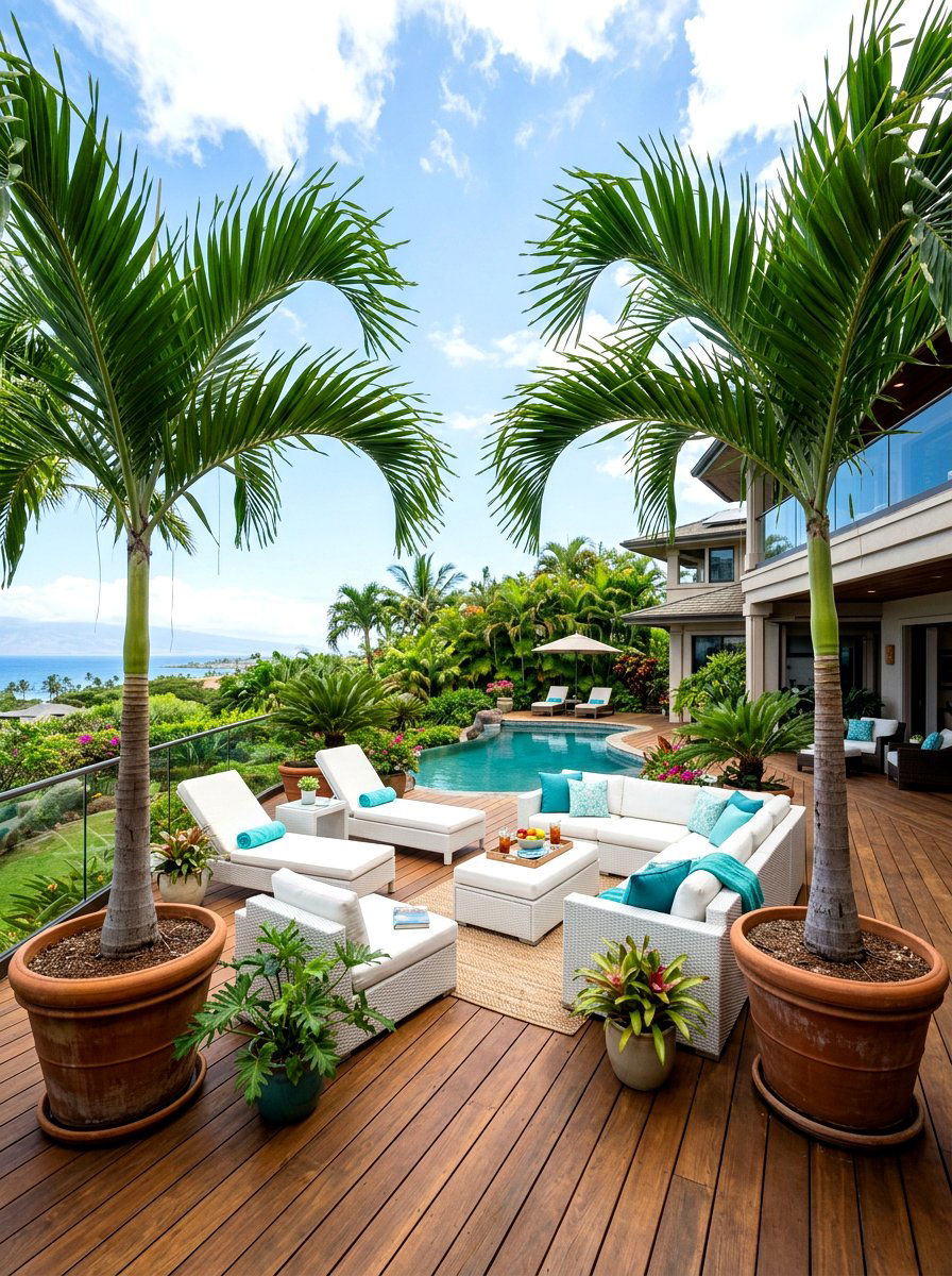 Potted Palm Trees - 25 Deck Spring Decor Ideas
