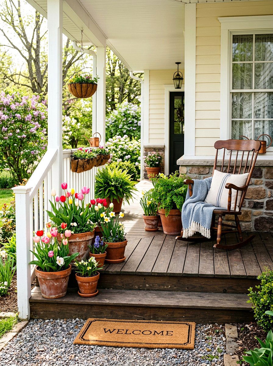 Potted Plants For Porch - 25 Backyard Patio Spring Decor Ideas