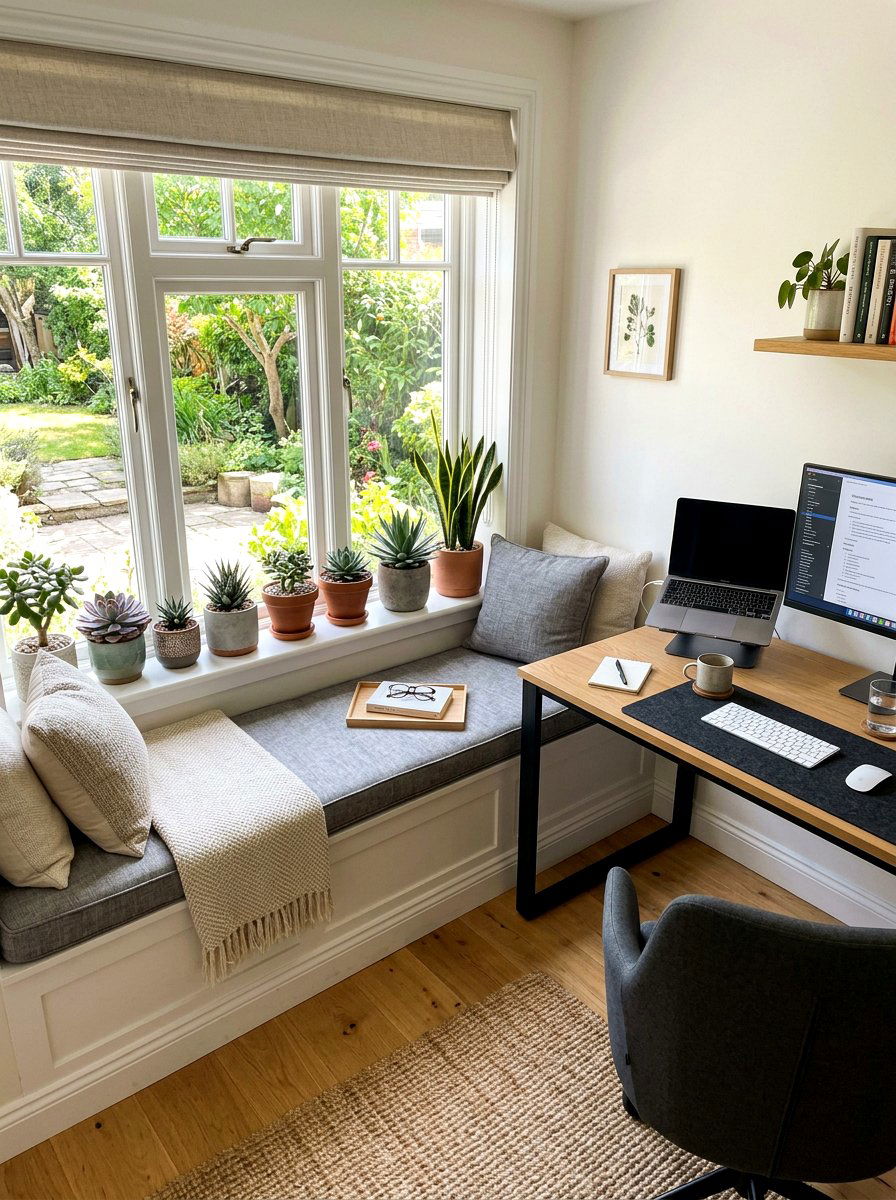 Potted Succulent Ledge - 25 Spring Window Seat Decor Ideas