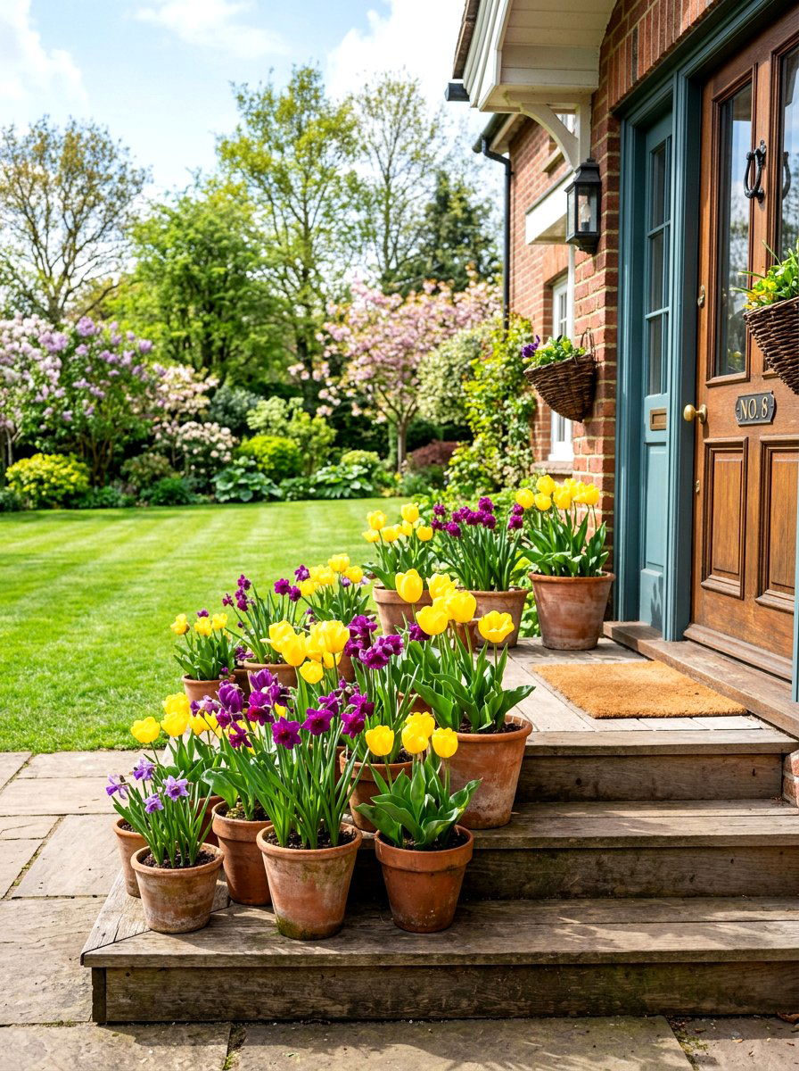 Potted Tulips And Daffodils - 25 Front Porch Spring Decor Ideas