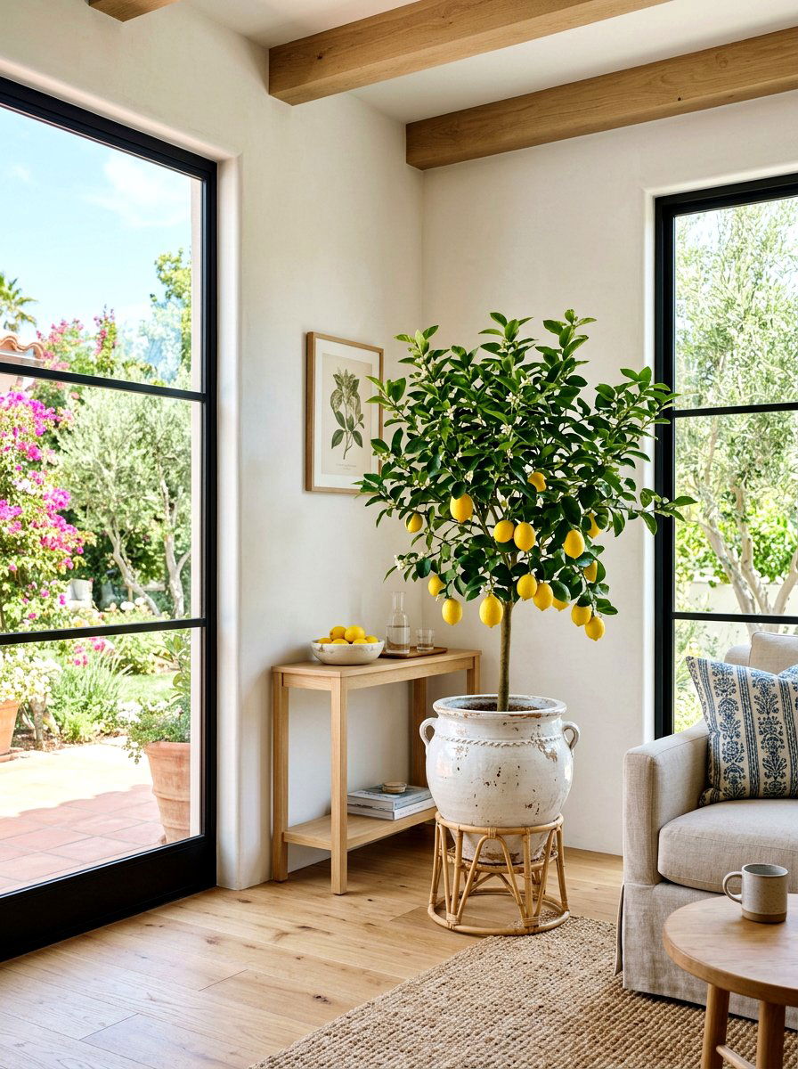 Potted citrus tree - 25 Spring Vacation Rental Decor Ideas