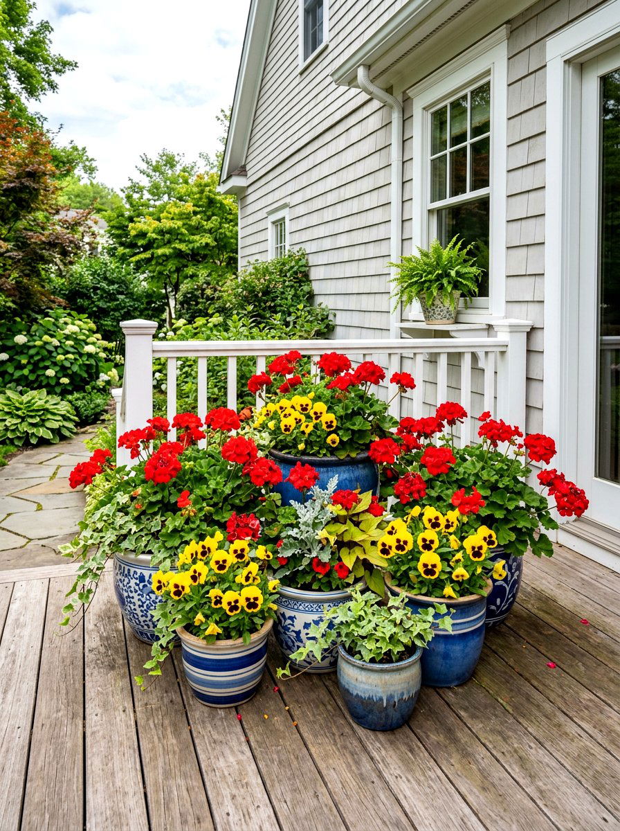 Potted flower arrangement - 25 Backyard Spring Decor Ideas