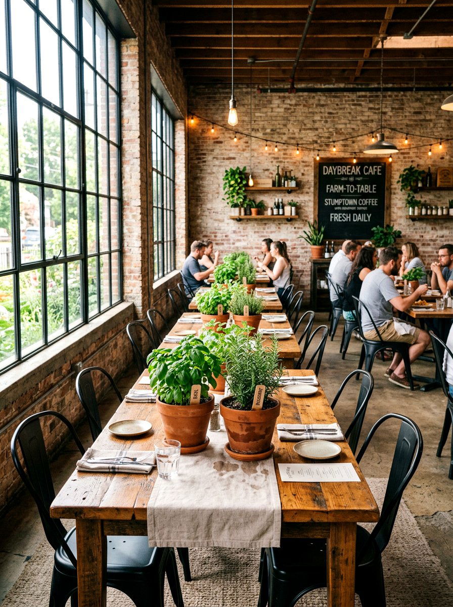 Potted herb centerpiece - 25 Spring Restaurant Decor Ideas