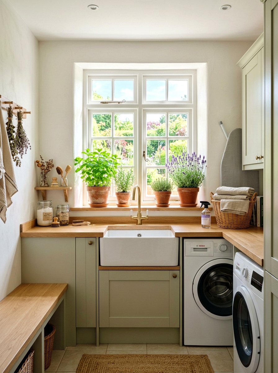 Potted herbs - 25 Spring Laundry Room Decor Ideas