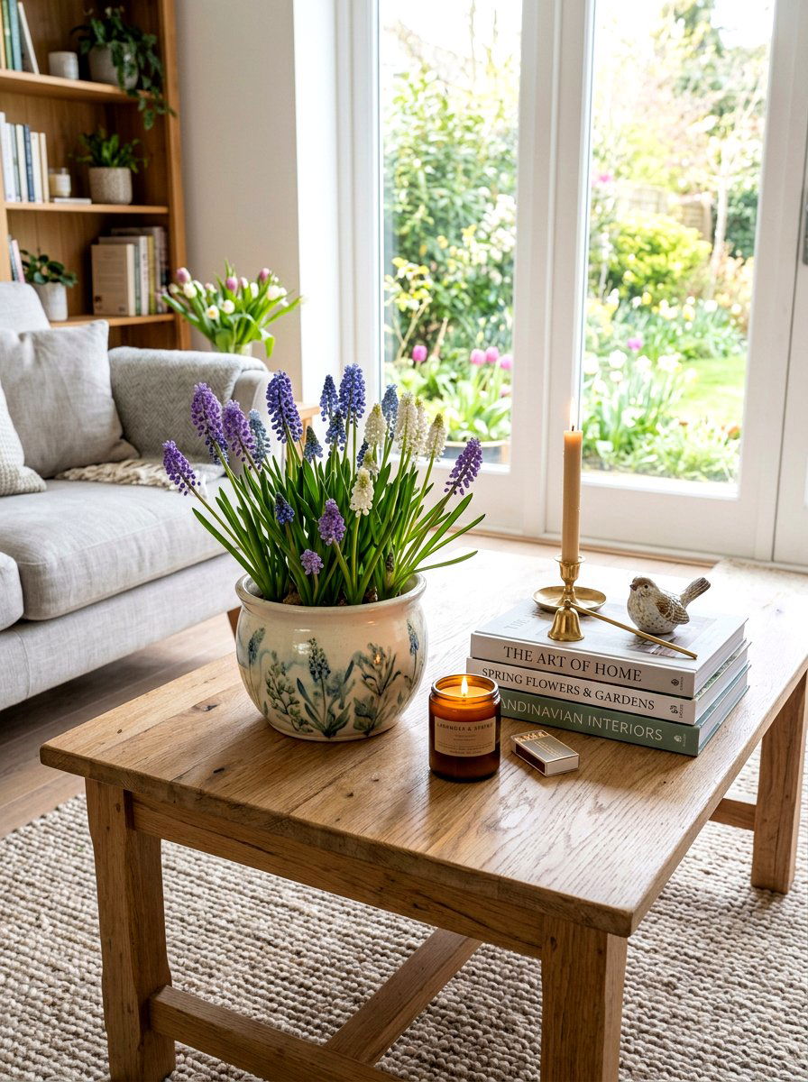Potted hyacinths for coffee table - 25 Spring Floral Decor Ideas