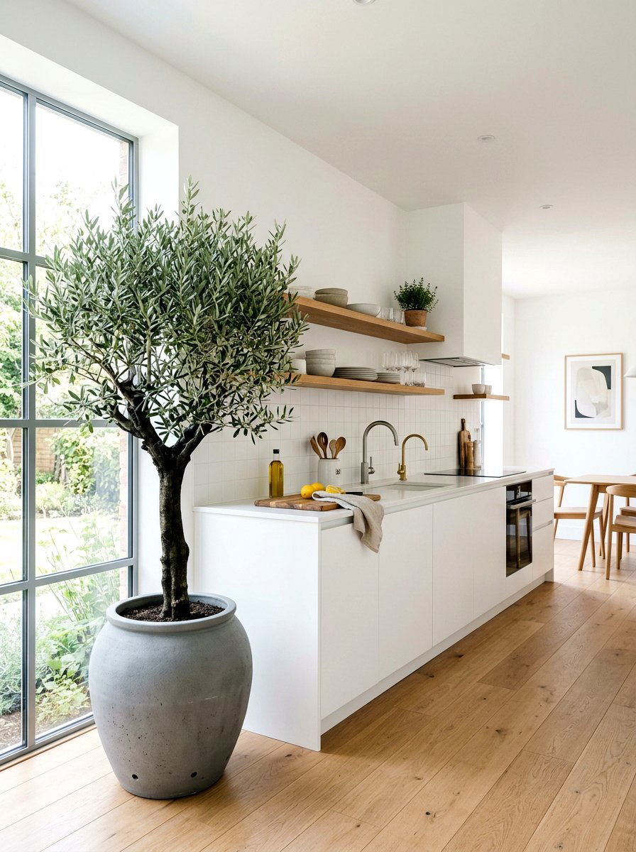 Potted olive tree - 25 Spring Kitchen Refresh Ideas