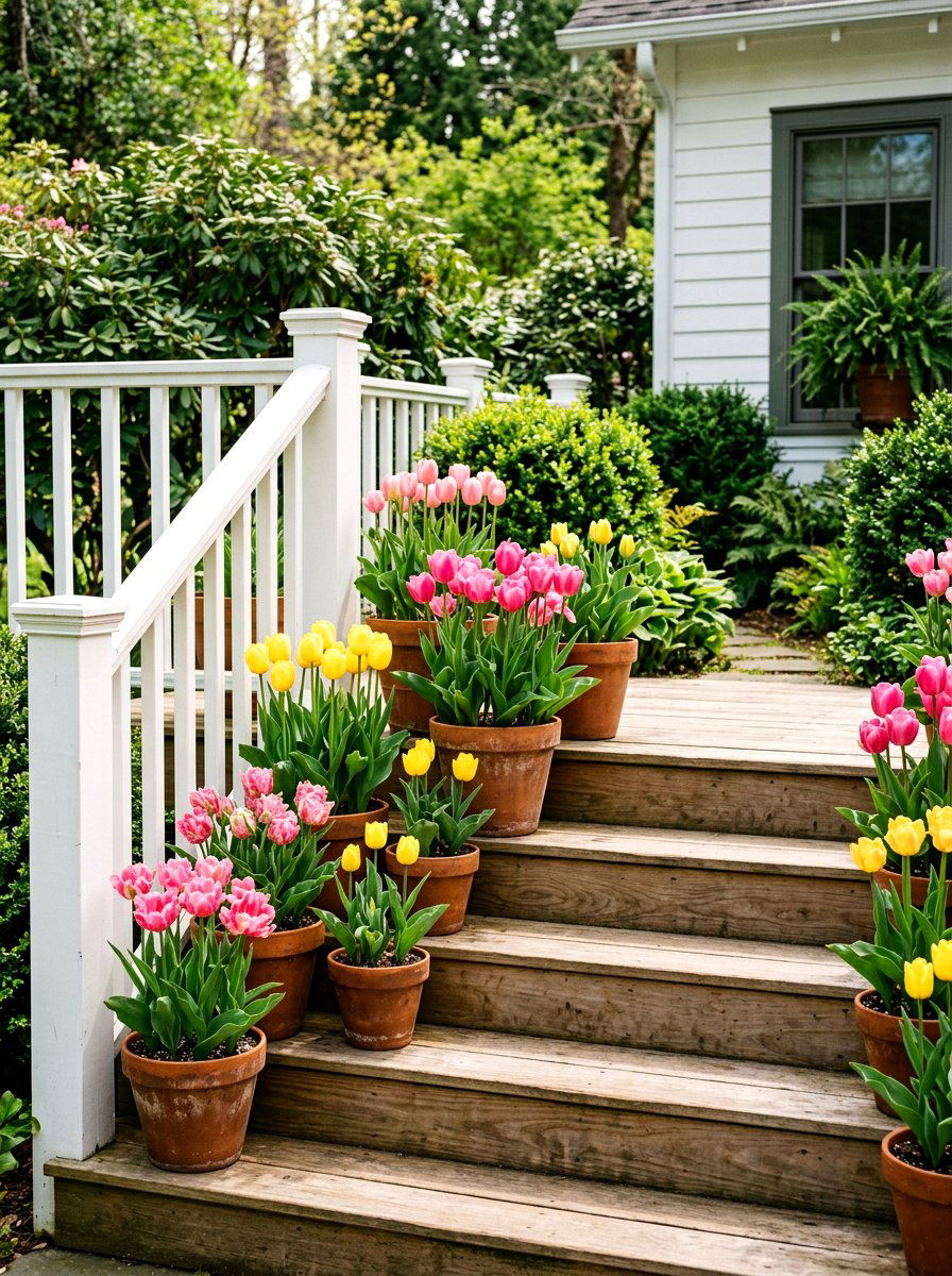 Potted tulip - 25 Outdoor Spring Decor Ideas for Front Porch