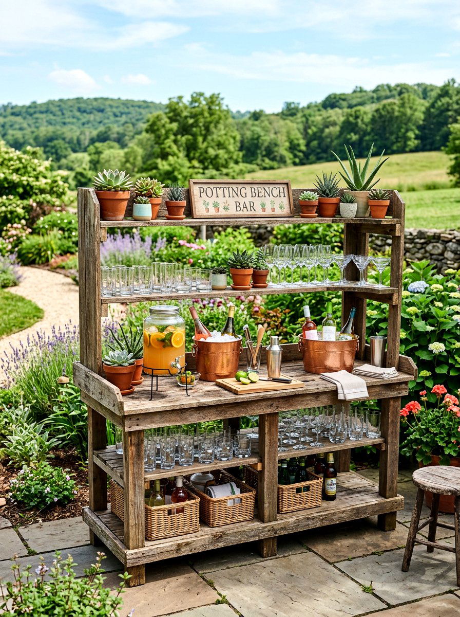 Potting Bench Bar - 25 Spring Garden Party Ideas