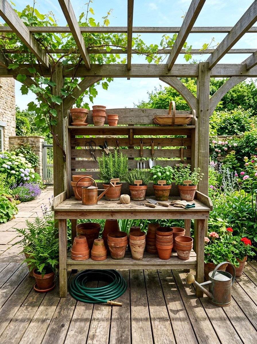Potting Bench Station - 25 Spring Outdoor Decor Ideas