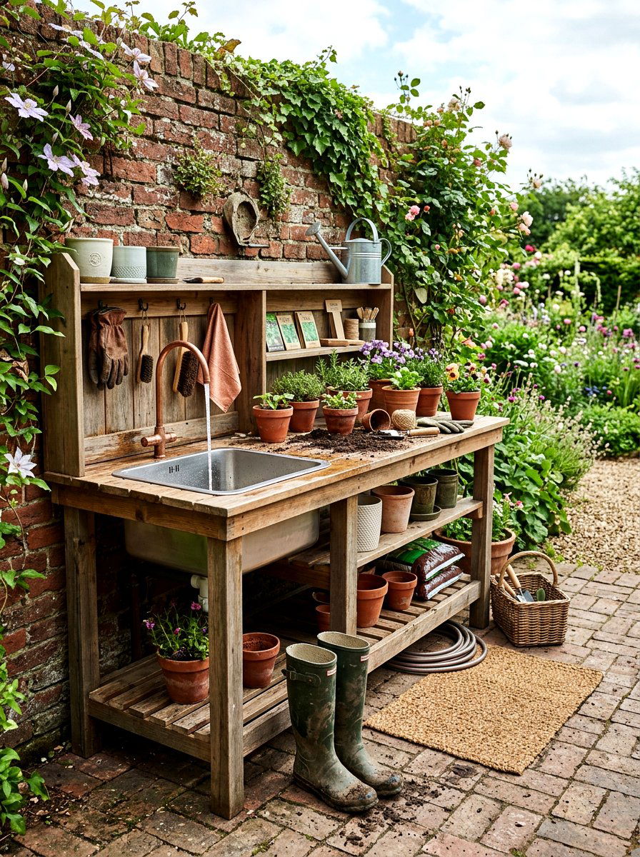 Potting Bench With Sink - 25 Spring Potting Station Decor Ideas