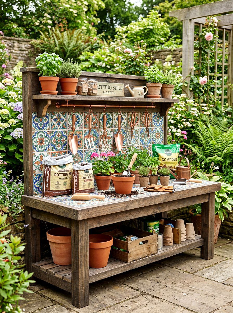 Potting Station With Backsplash - 25 Spring Potting Station Decor Ideas