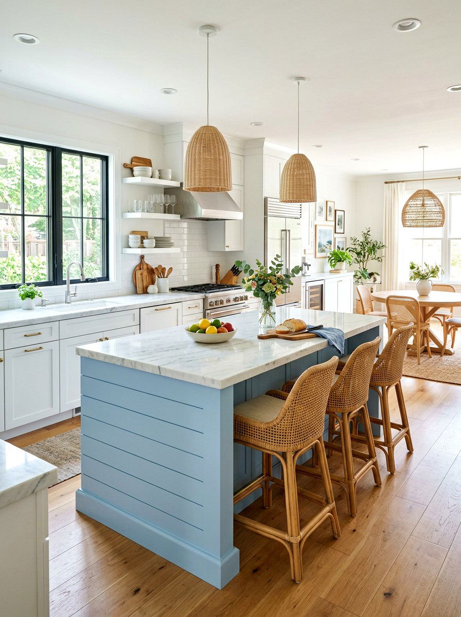 Powder Blue Kitchen Island - 25 Spring Soft Blue Decor Ideas