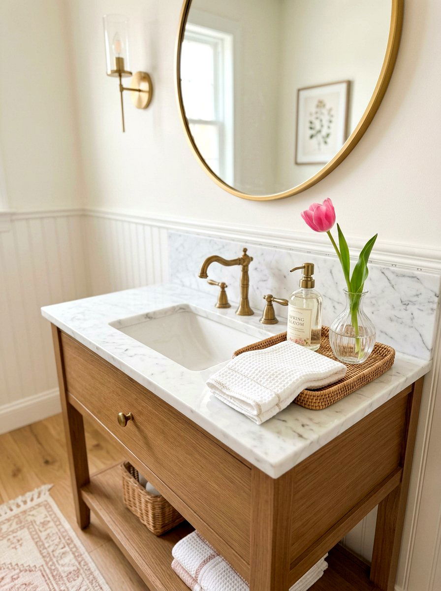 Powder Room Spring Styling - 25 Spring Vignette Styling Ideas