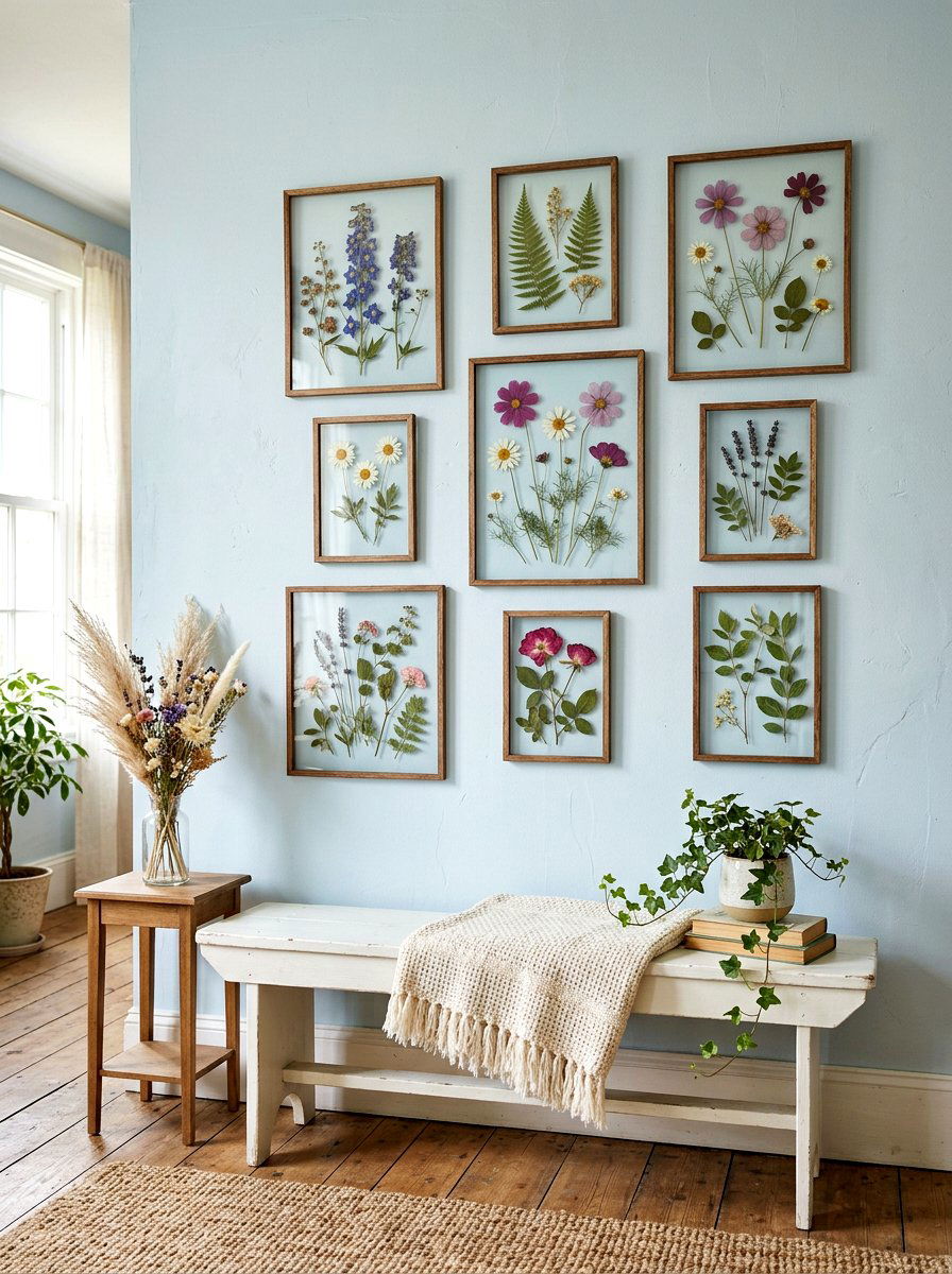 Pressed Flower Frame - 25 Spring Hallway Wall Decor Ideas