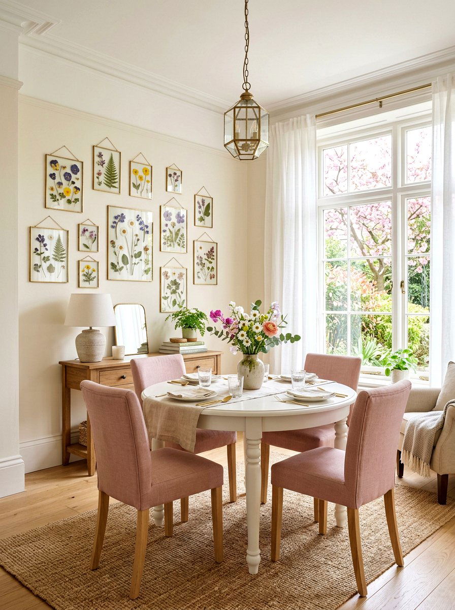 Pressed Flower Glass Frames - 25 Spring Dining Room Wall Decor Ideas