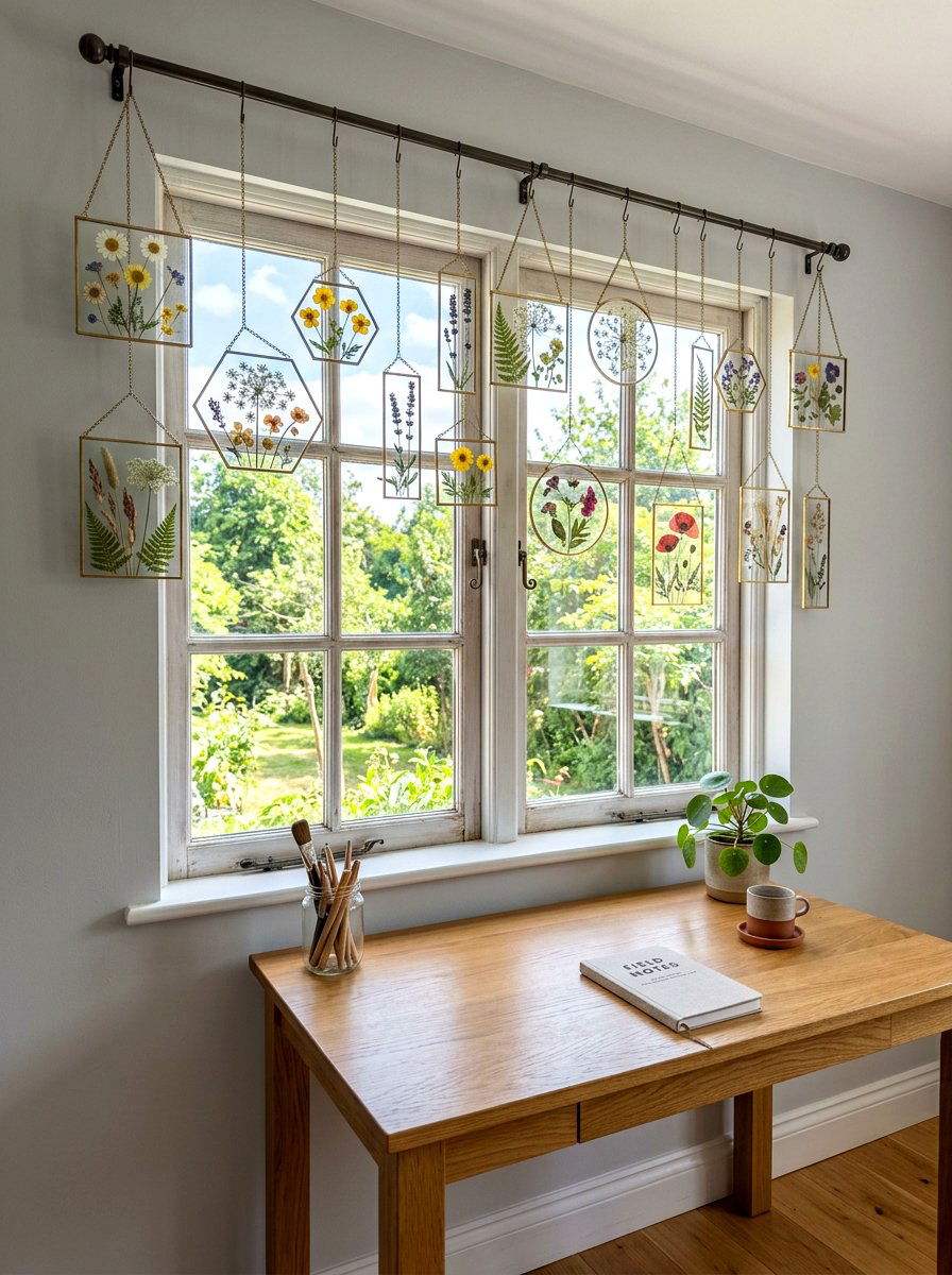 Pressed Flower Glass - 25 Spring Floral Wall Art Ideas