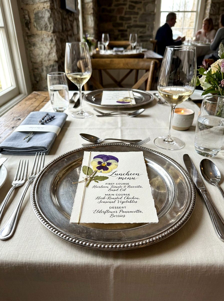 Pressed Flower Menu - 25 Spring High Tea Decor Ideas