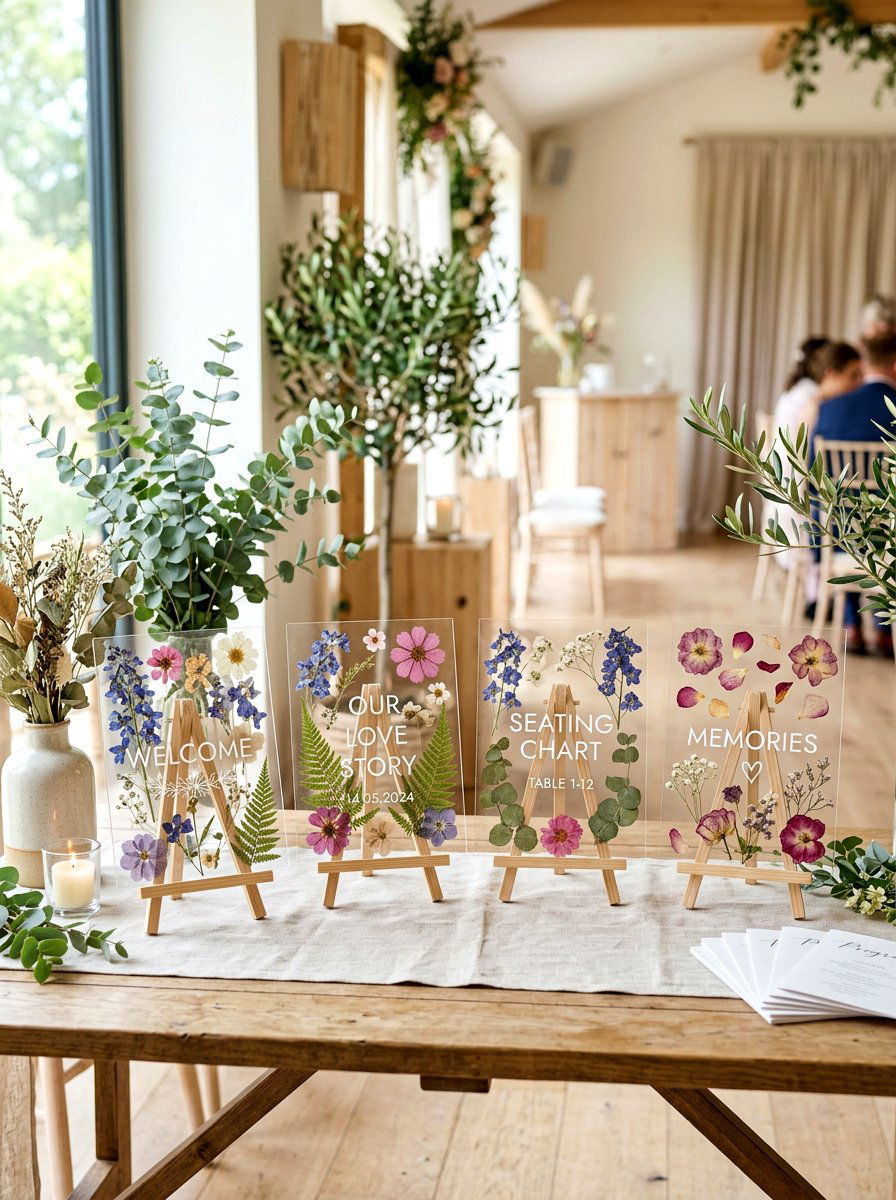 Pressed Flower Signage - 25 Spring Bridal Shower Decor Ideas