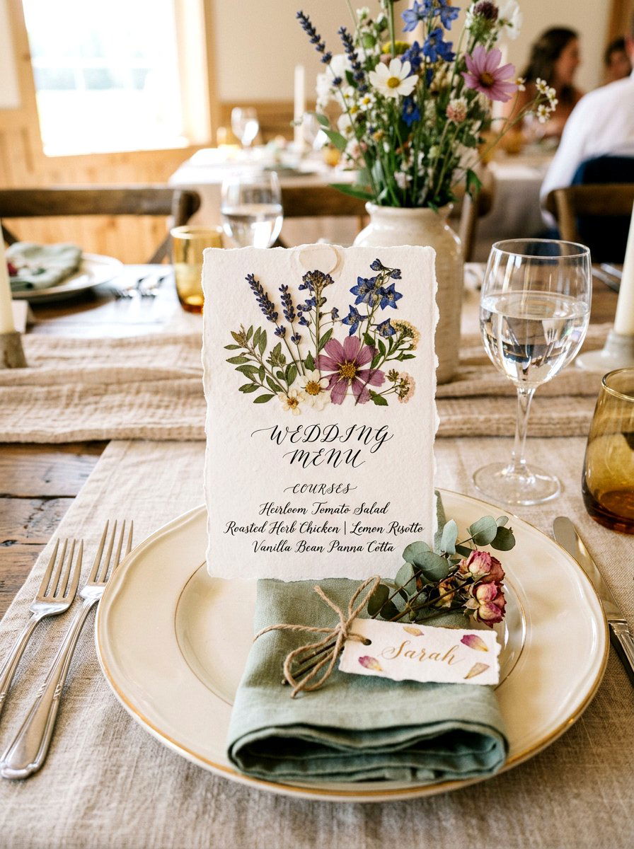 Pressed Flower Wedding Stationery - 25 Spring Wedding Decor Ideas
