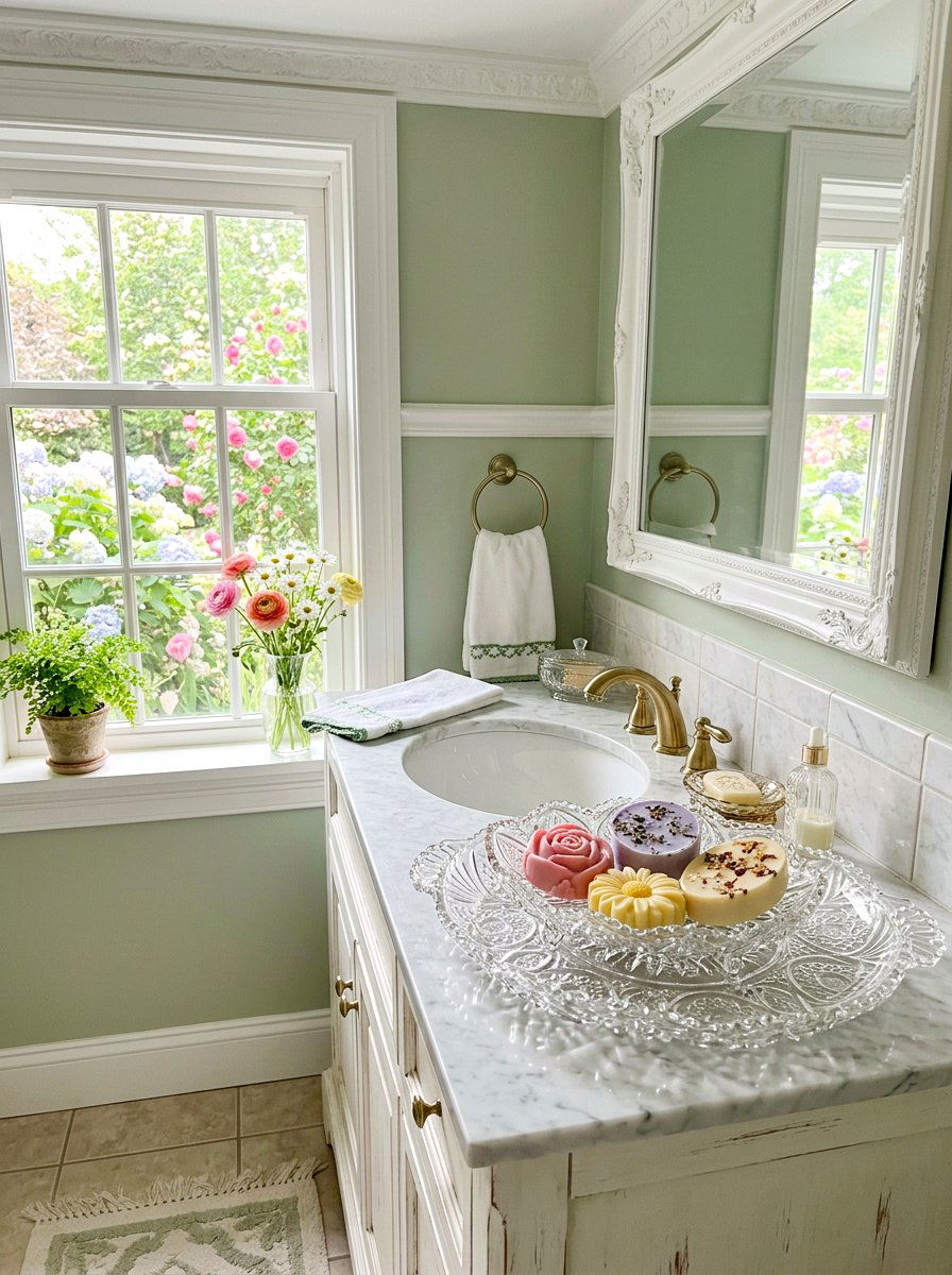 Pressed Glass Dish - 25 Spring Bathroom Tray Ideas