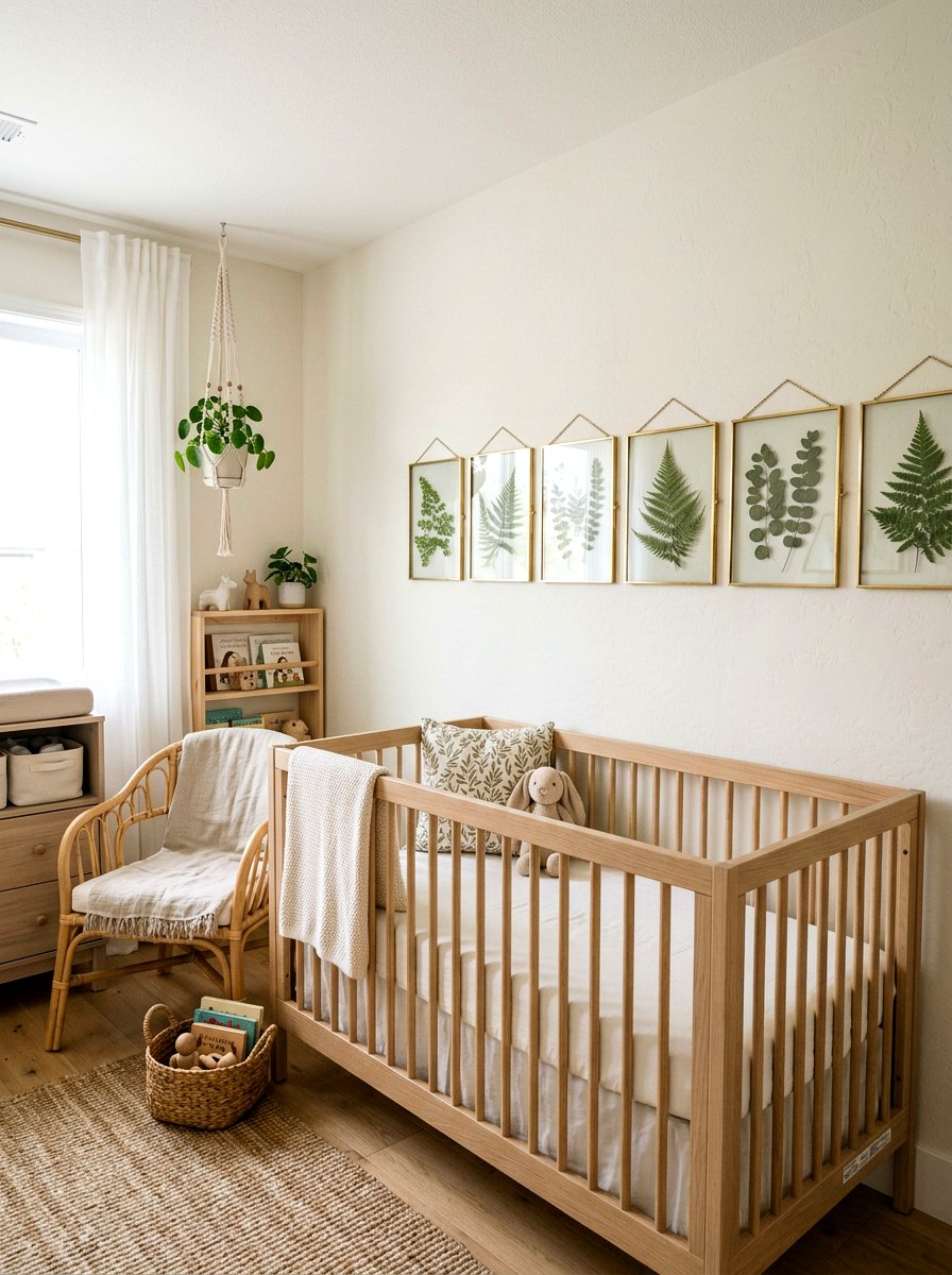 Pressed Greenery Brass Frame - 25 Spring Nursery Wall Decor Ideas