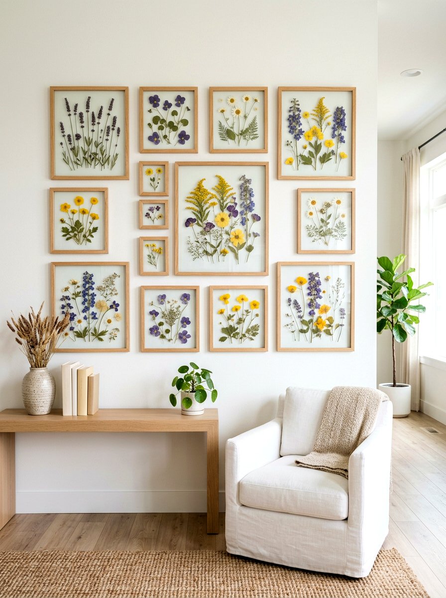 Pressed Petal Frame Collage - 25 Spring Photo Wall Ideas