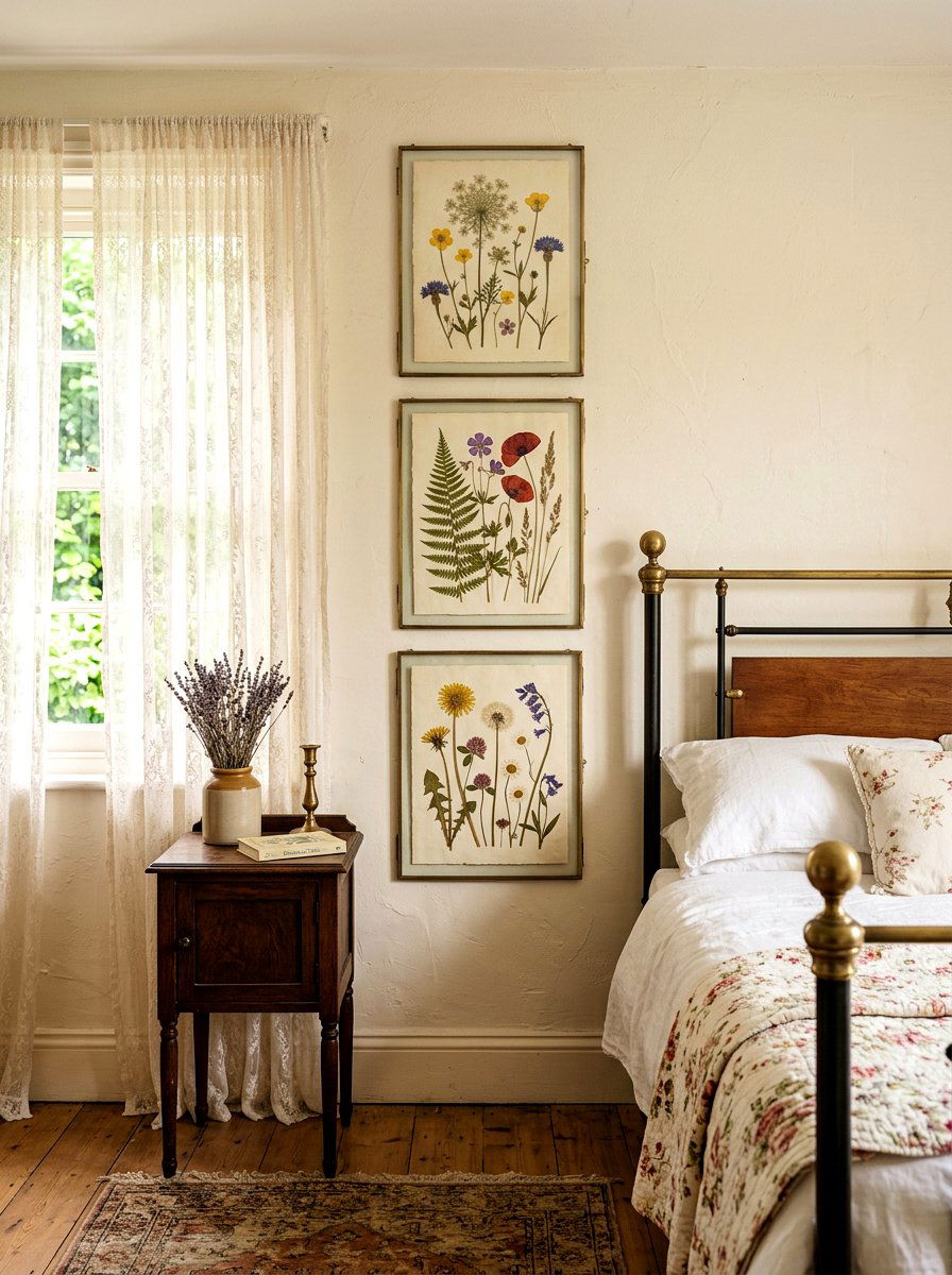 Pressed flower art - 25 Spring Bedroom Wall Decor Ideas