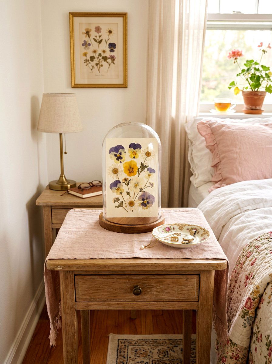 Pressed flower cloche - 25 Spring Bell Jar Decor Ideas