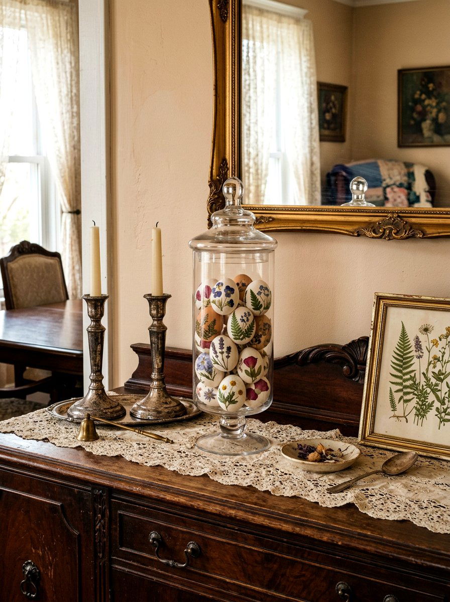 Pressed flower eggs - 25 Spring Decorative Egg Ideas