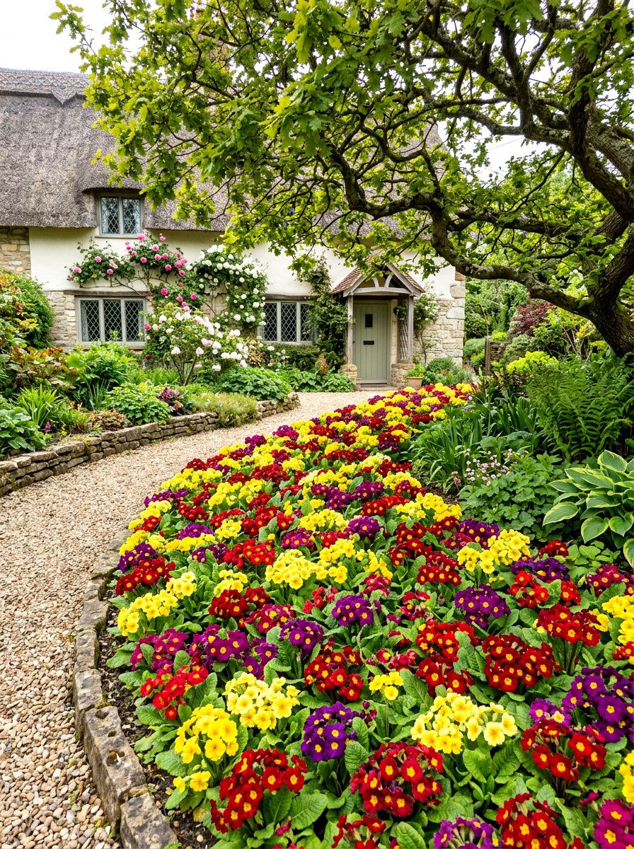 Primrose Garden Bed - 25 Spring Flower Border Ideas