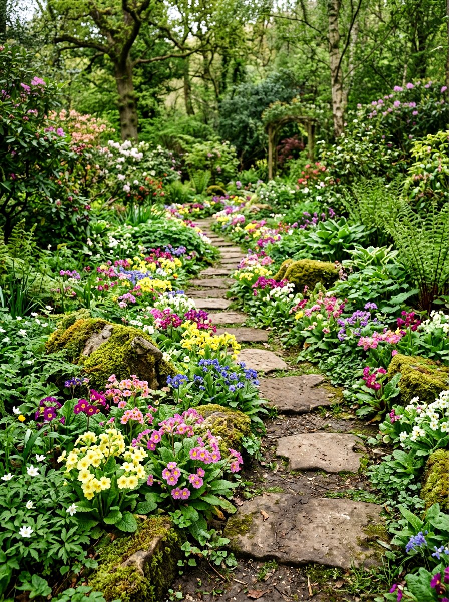 Primrose Garden Path - 25 Spring Flowering Plant Ideas