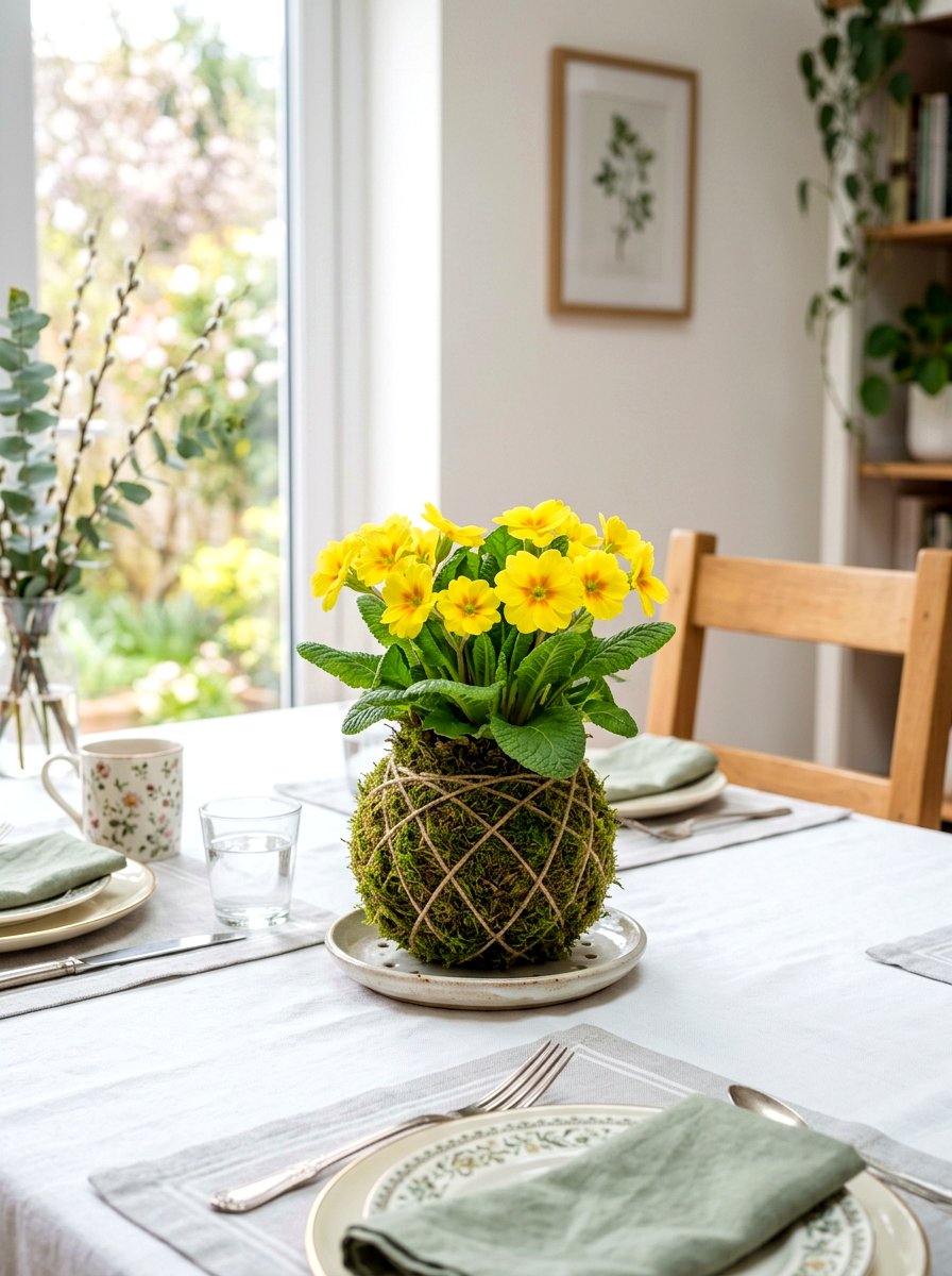 Primrose Spring Kokedama - 25 Spring Kokedama Ideas