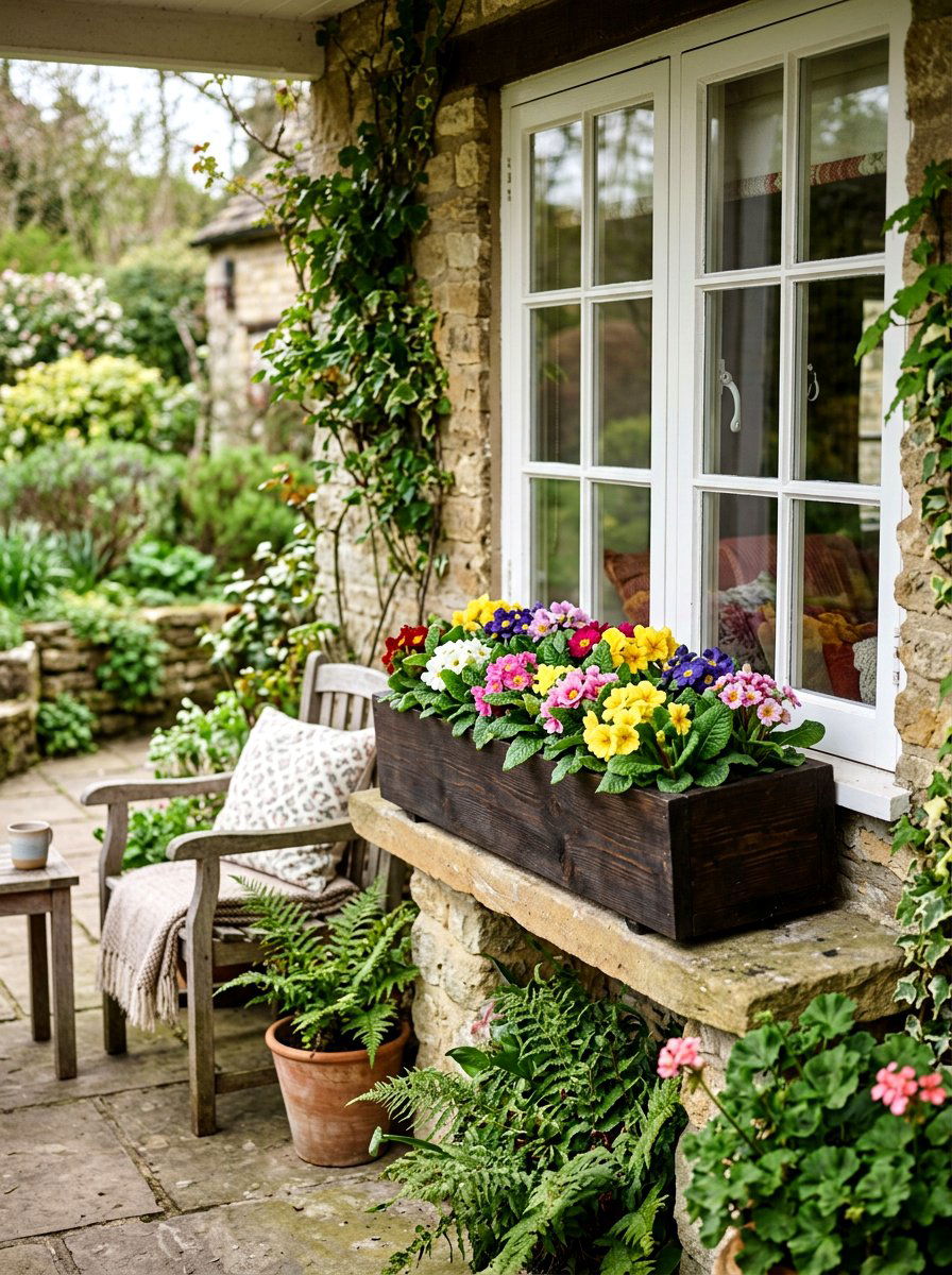 Primrose Window Box - 25 Spring Window Box Planter Ideas