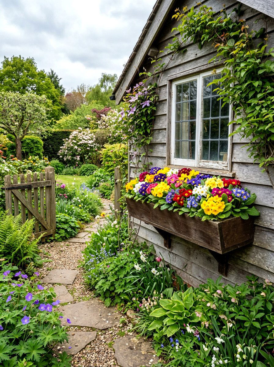Primrose Window Box - 25 Spring Flower Box Ideas