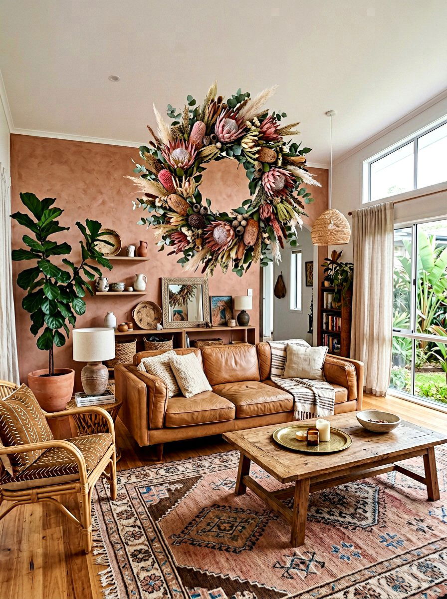 Protea Dried Wreath - 25 Spring Dried Floral Wreath Ideas