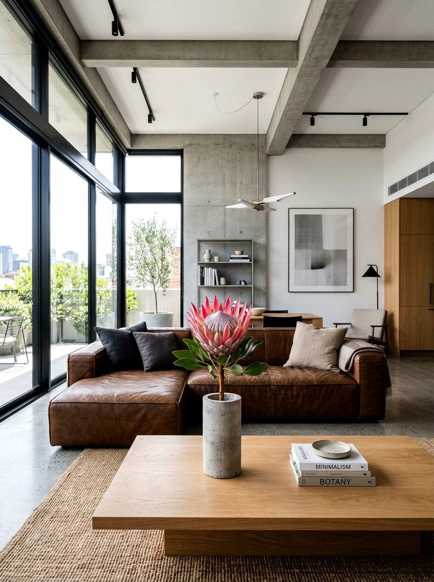 Protea Modern Minimalist Decor - 25 Spring Floral Centerpiece Ideas