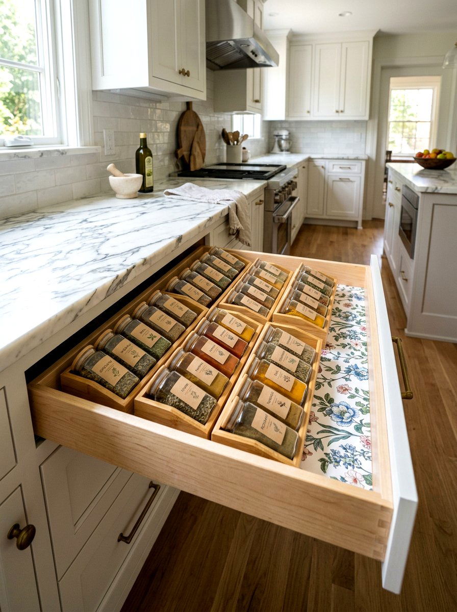 Pull Out Cabinet Spice Drawer - 25 Spring Spice Rack Decor Ideas