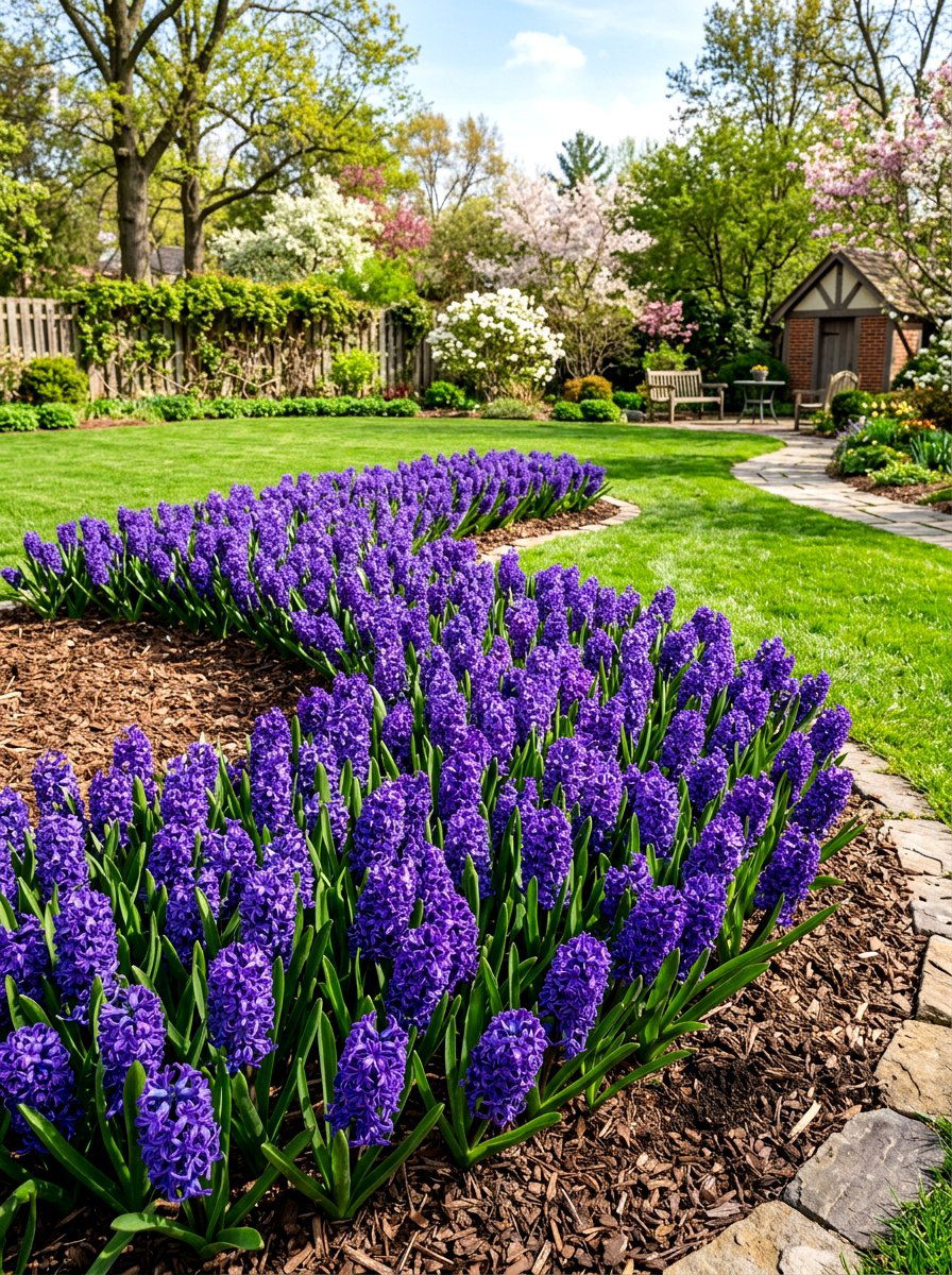Purple Hyacinth Flower Bed - 25 Spring Hyacinth Garden Ideas