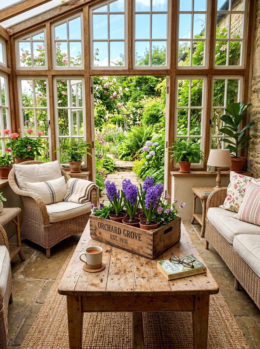 Purple Hyacinth Rustic Crate - 25 Spring Hyacinth Arrangement Ideas