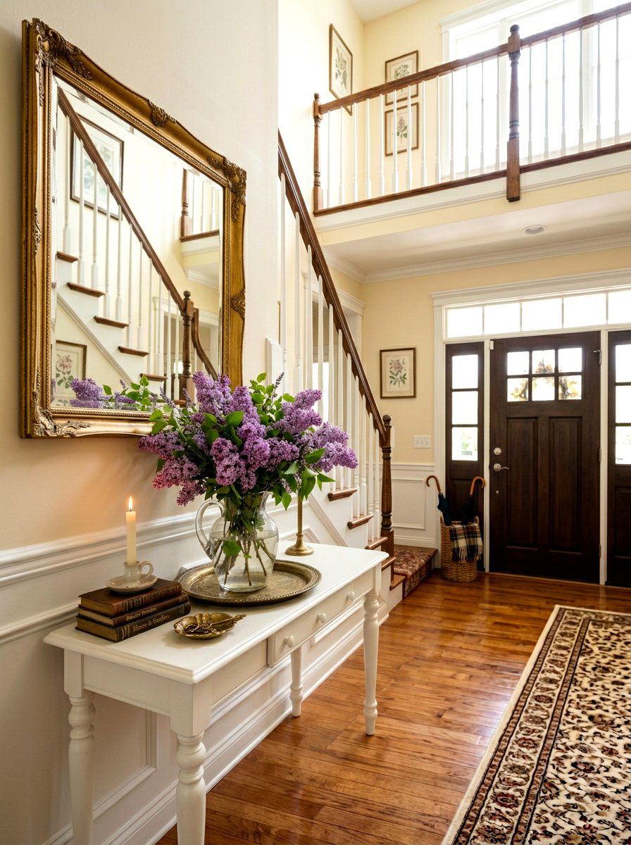 Purple Lilac Foyer Console - 25 Spring Floral Centerpiece Ideas