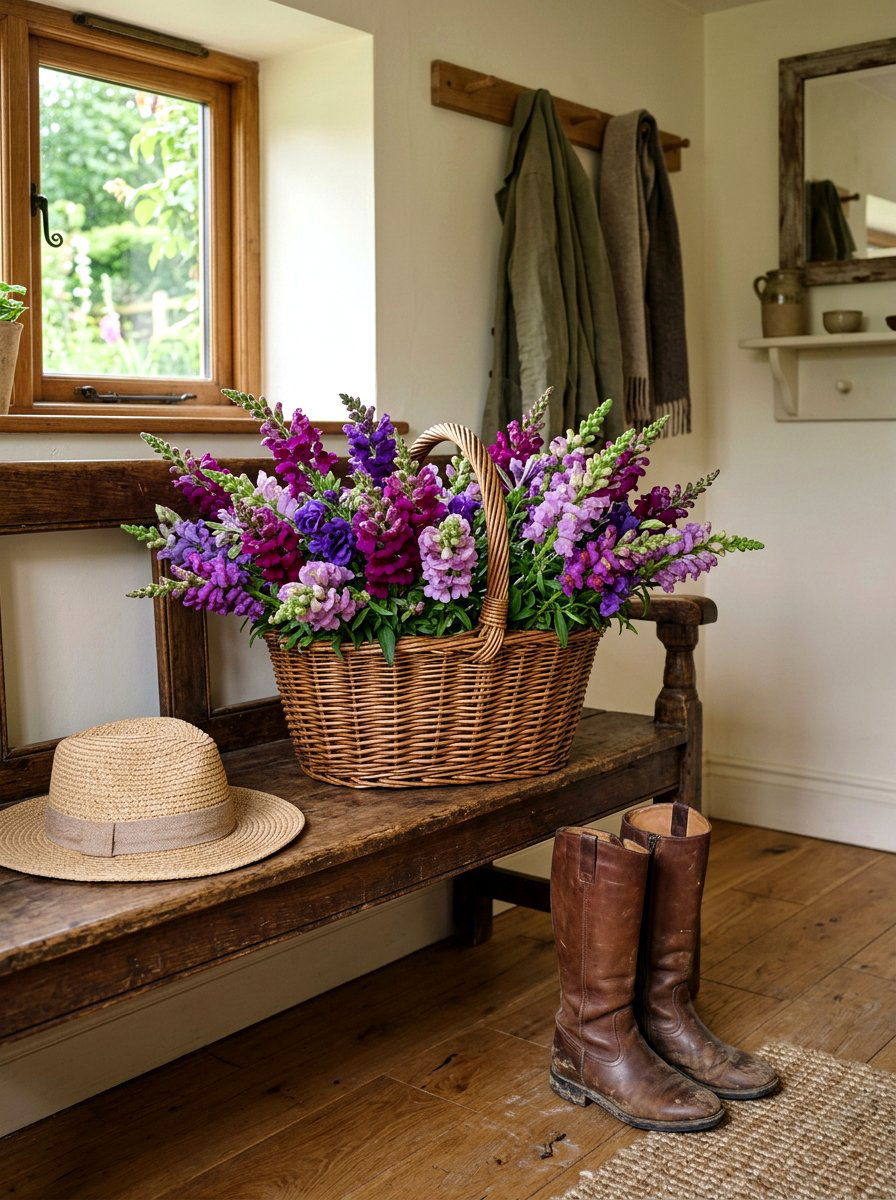 Purple Snapdragon Basket - 25 Spring Snapdragon Arrangement Ideas