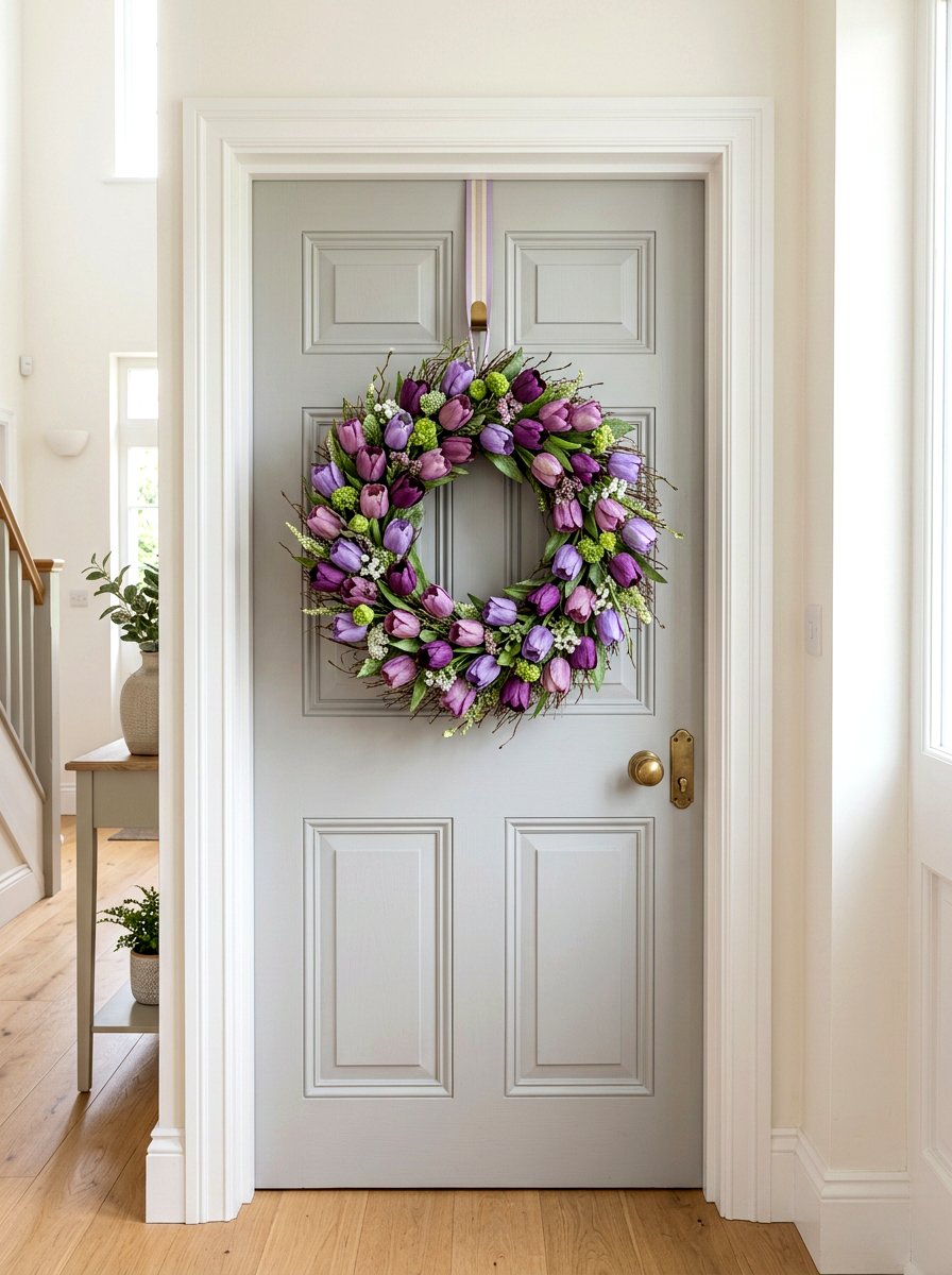 Purple Tulip Wreath - 25 Spring Tulip Wreath Ideas
