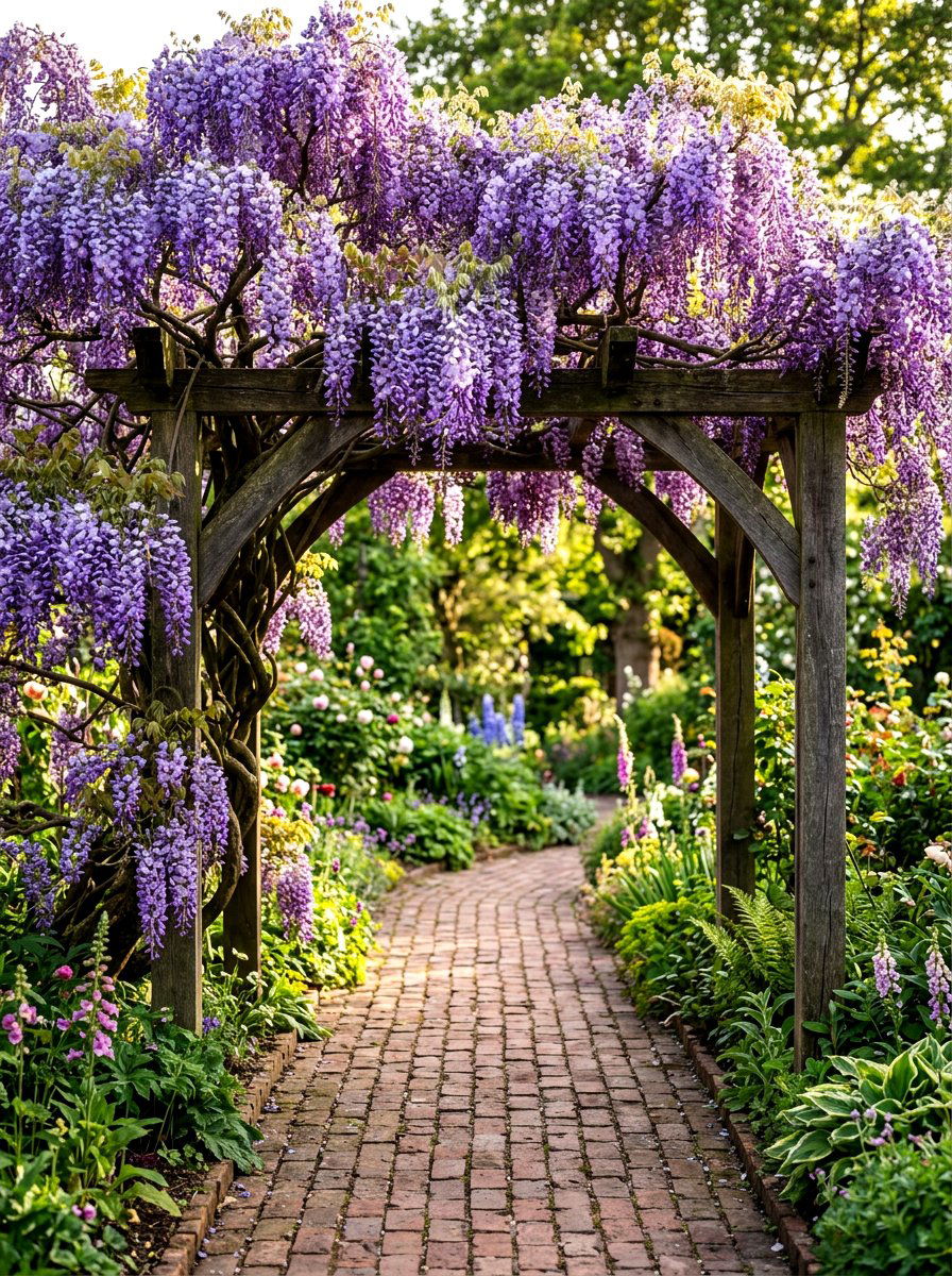 Purple Wisteria Entrance - 25 Spring Arbor Decor Ideas