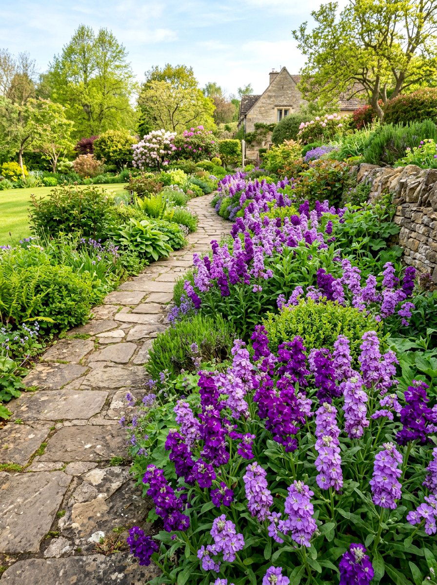 Purple stock flower border - 25 Spring Stock Flower Ideas