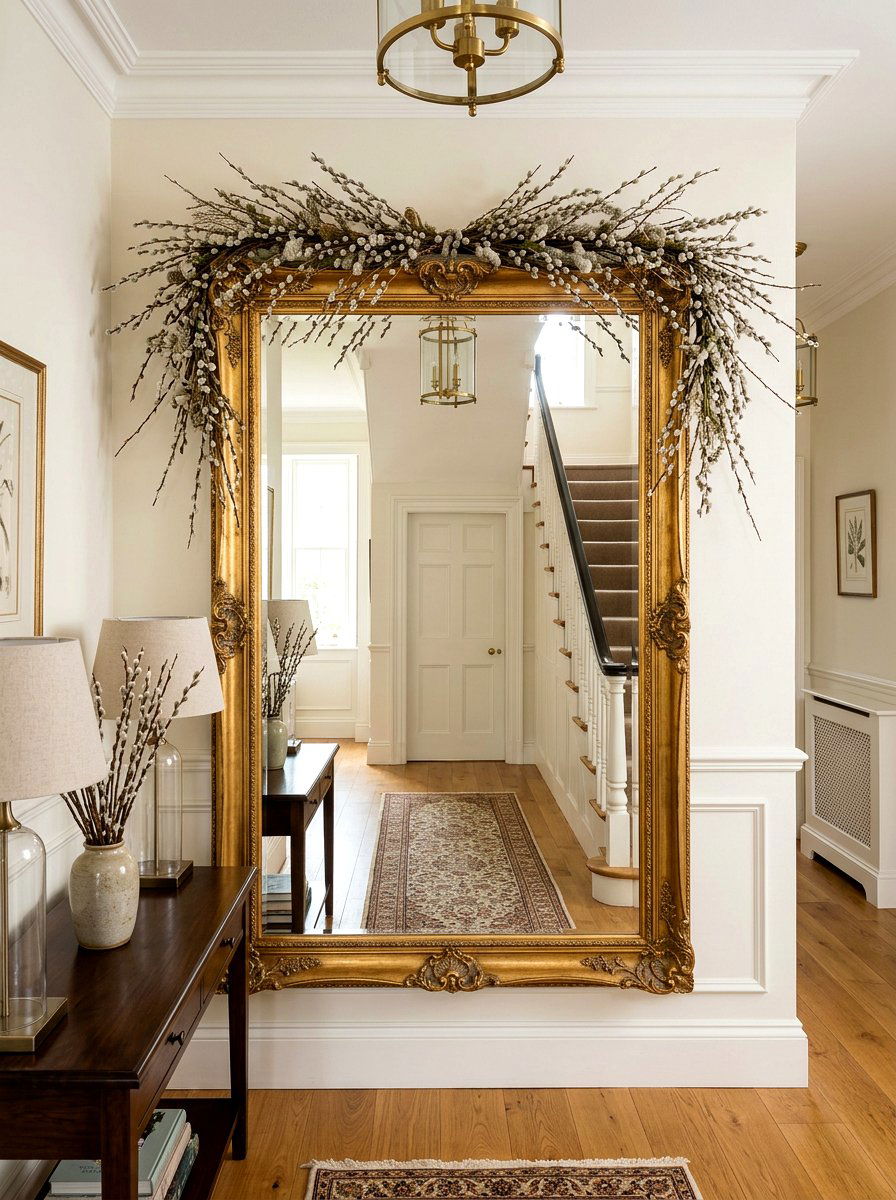 Pussy willow mirror garland - 25 Spring Pussy Willow Ideas