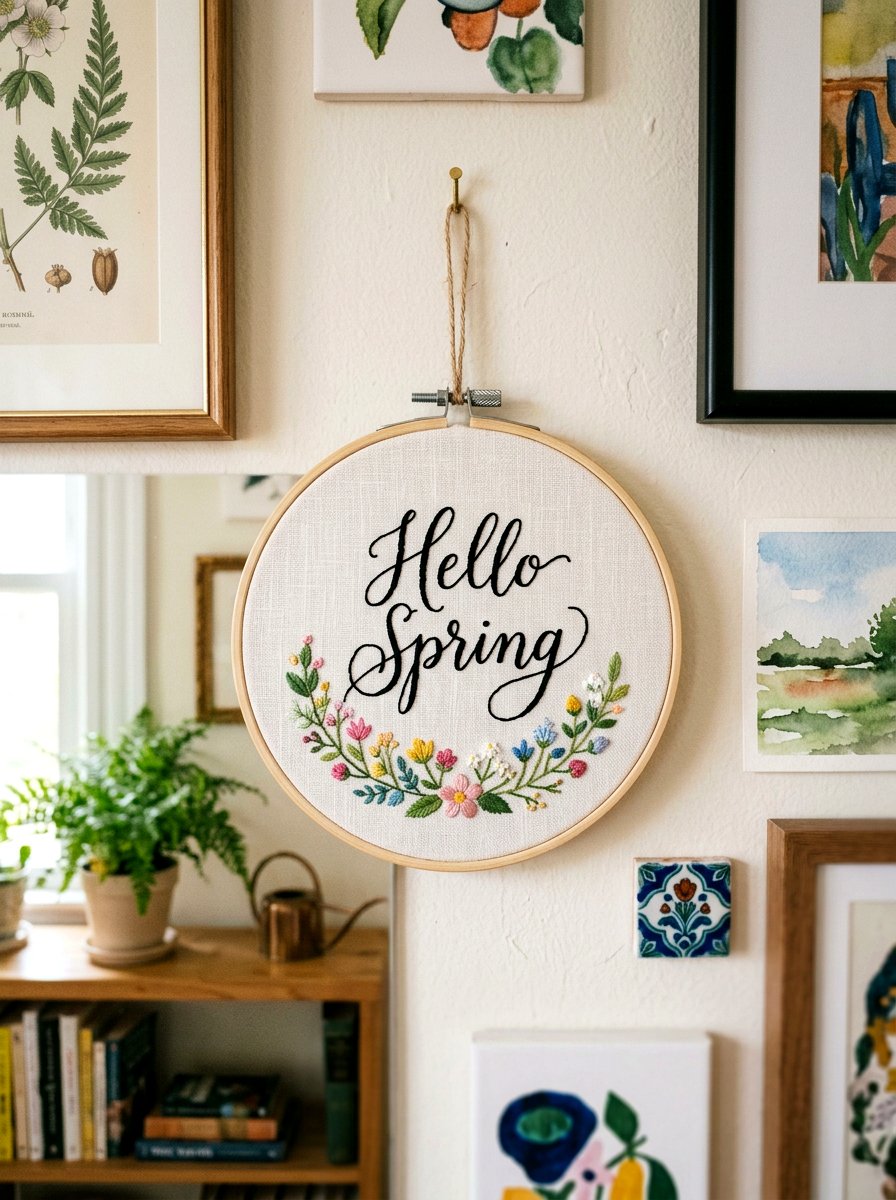 Quote Embroidery Hoop - 25 Spring Embroidery Hoop Decor Ideas