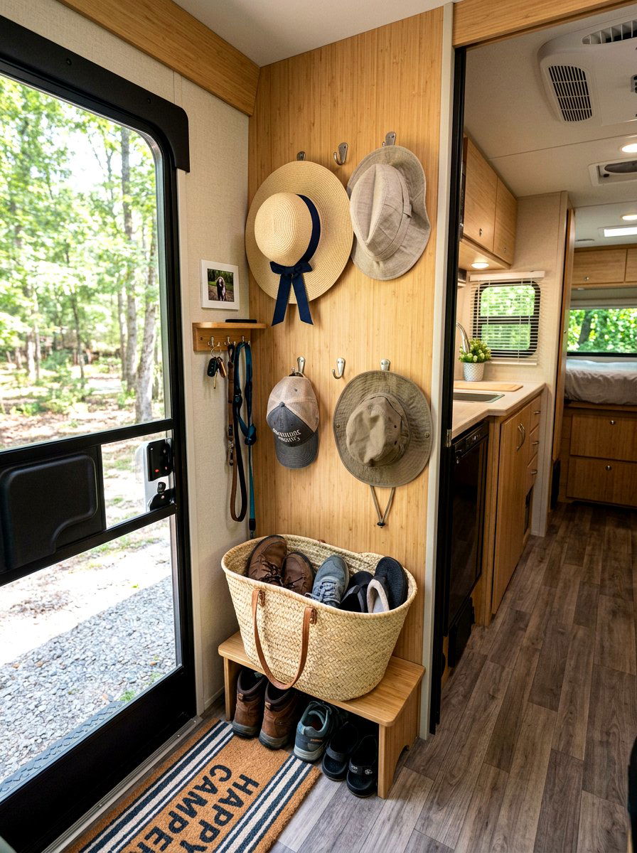 RV Entryway Storage - 25 Spring RV Decor Ideas
